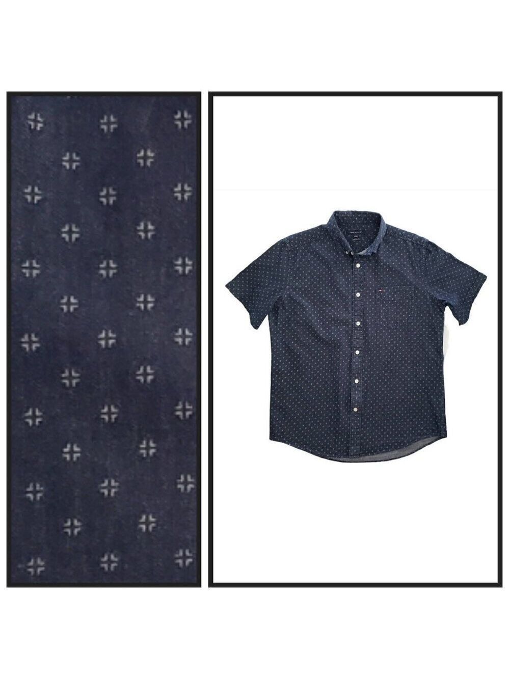 Tommy Hilfiger Men’s M Classic Fit Navy Short Sleeve Button Down Shirt
